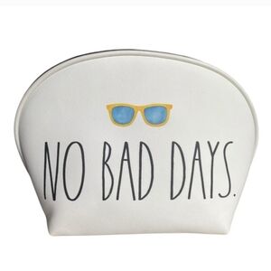 Rae Dunn White NO BAD DAYS & SUNGLASSES DESIGN COSMETIC BAG